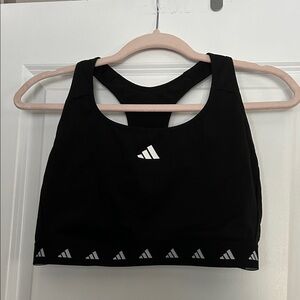 Adidas Black Sports Bra with White Accents